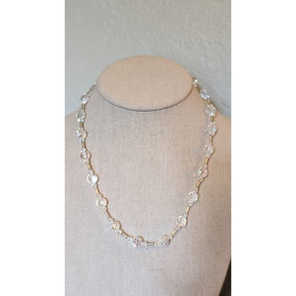 Faceted AB Crystal Bead Crystal Tube Bead Necklace - Picture 8 of 9
